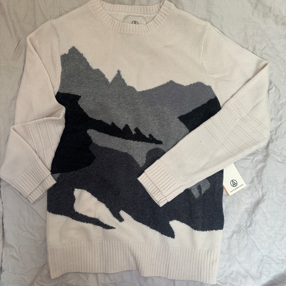Men's Stylish Cream and Gray Sweater